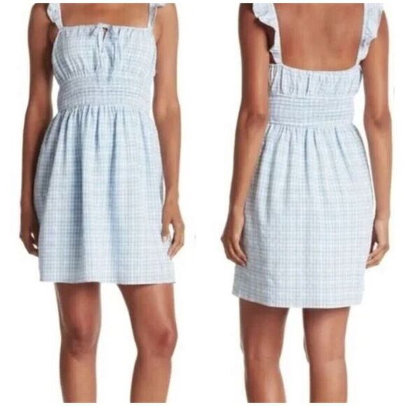 Nordstrom WAYF Smock Waist Gingham Minj Dress Size XS - Picture 1 of 7